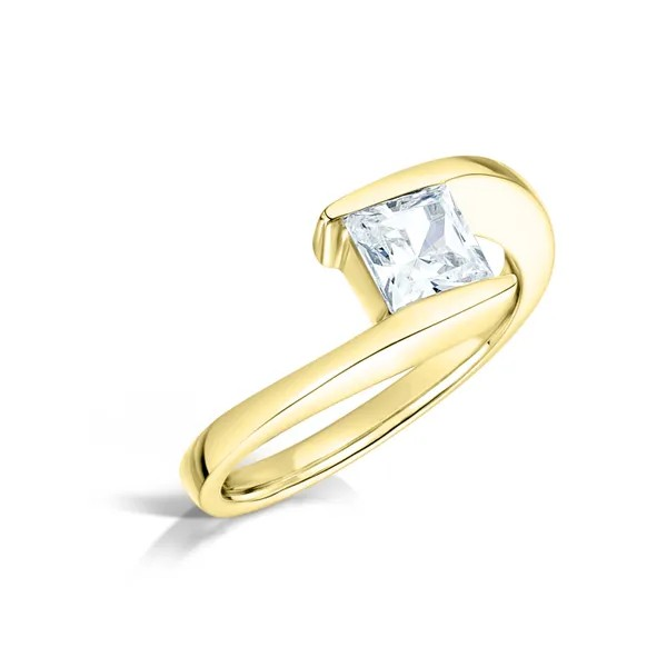 SOLITAIRE MODERN TWIST PRINCESS CUT DIAMOND ENGAGEMENT RING