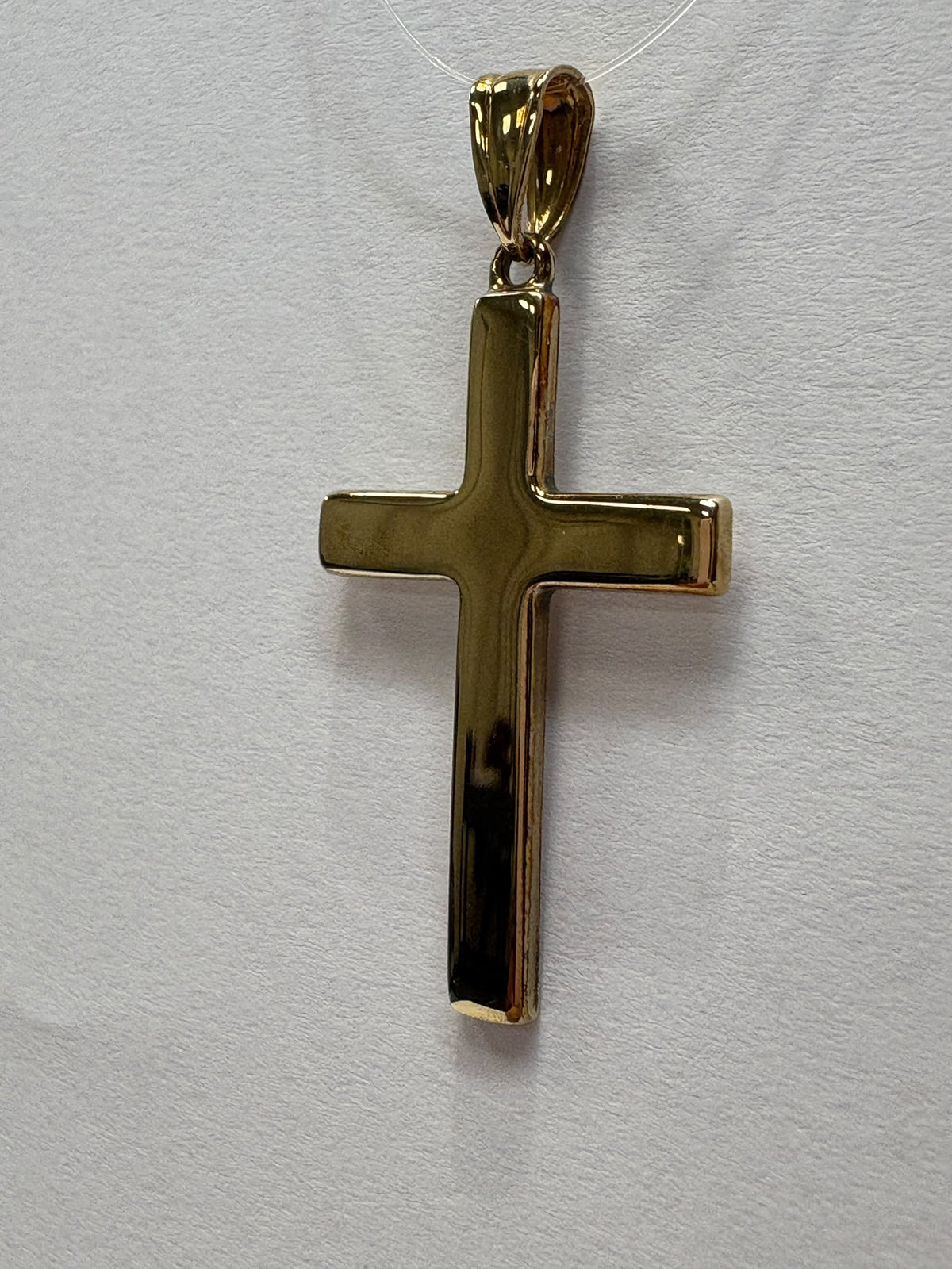 pre-loved gold cross pendant, second hand 9ct gold cross, plain gold cross necklace, pre-owned cross pendant UK, simple gold cross