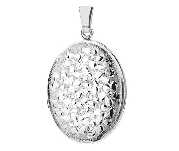 EXQUISITE STERLING SILVER OVAL LOCKET FLOWER ENGRAVING- HARROGATE