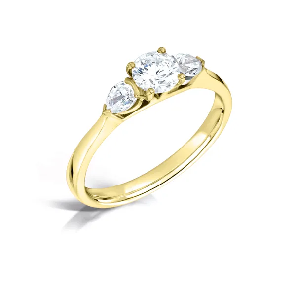 Round Brilliant Diamond Trilogy Pear Engagement Ring Harrogate, Fogal and Barnes 18ct yellow gold