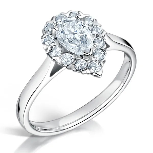 PEAR CUT DIAMOND HALO  ENGAGEMENT RING