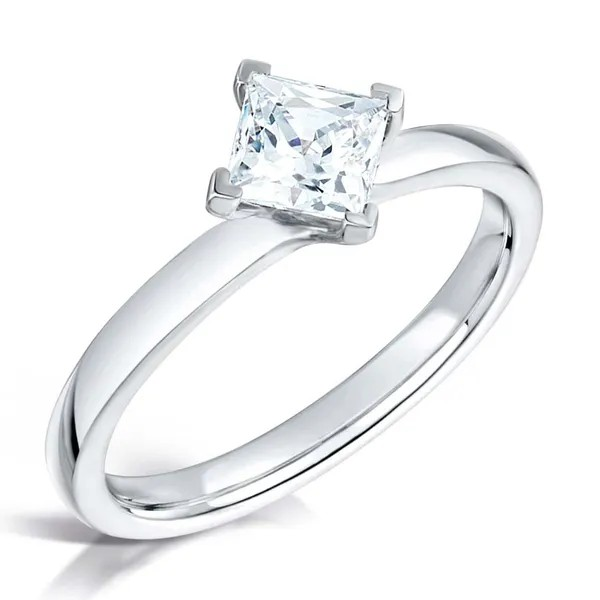 Princess Cut Diamond solitaire twist engagement ring harrogate Fogal and Barnes fine Independent Jewellers 18ct white gold