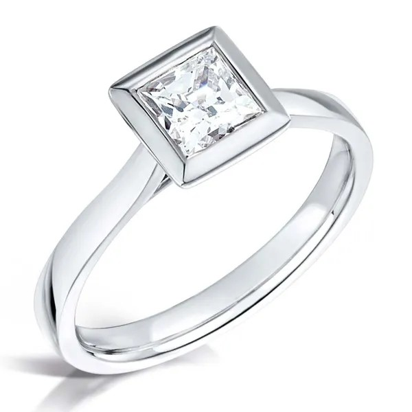 Princess Cut Diamond Solitaire 0.50ct Bezel Engagement Ring Harrogate Fogal and Barnes Fine Jewellers. Set on 18ct white gold or platinum, independent jewellers of Harrogate