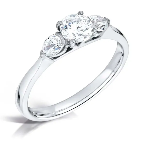 Round Brilliant Diamond Trilogy Pear Engagement Ring Harrogate, Fogal and Barnes 18ct white gold or platinum