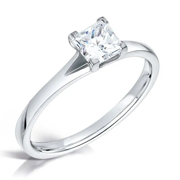 Princess cut diamond solitaire v open band engagement ring Harrogate, Set in 18ct white gold or platinum Fogal and Barnes Fine Jewellers of Harrogate