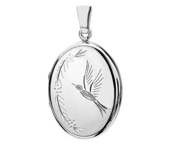 EXQUISITE STERLING SILVER OVAL LOCKET WITH REFINED HAND ENGRAVED- HARROGATE