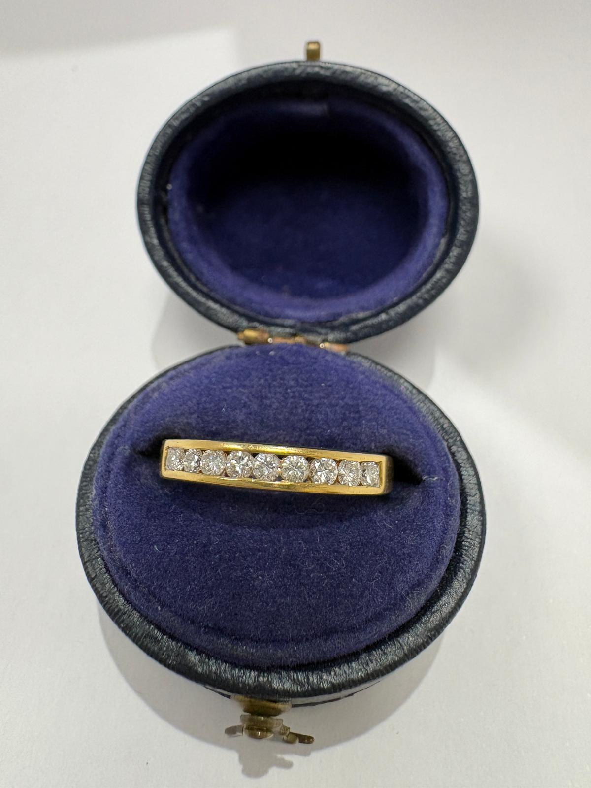 Pre-loved 18ct yellow gold channel-set diamond half eternity ring, 0.27ct natural diamonds, size M