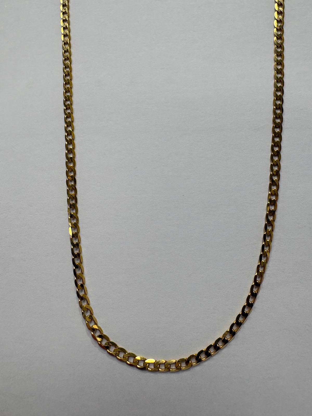Pre-loved 18ct yellow gold flat curb chain necklace, 18 inches, full length view