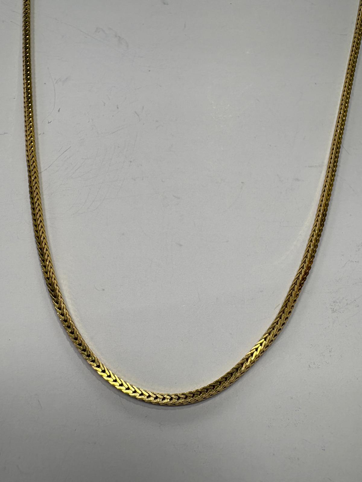 Pre-loved 18ct yellow gold foxtail chain necklace, 58cm, 11.35g, flat lay