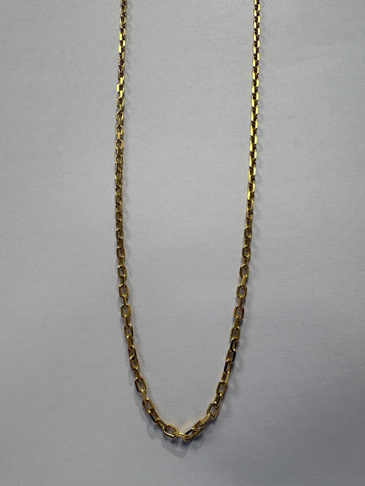 Pre-loved 18ct yellow gold oval cable link chain necklace, 18 inches, full length view