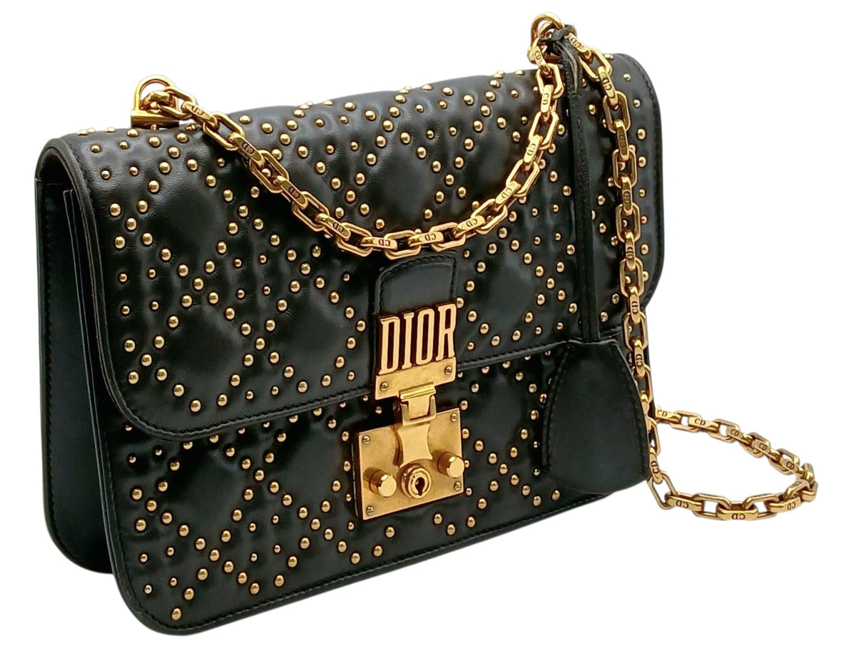 pre-loved Dior bag UK, Dior Dioraddict, Dior studded bag, second hand Dior bag UK, pre-owned Dior flap bag, Dior cannage bag