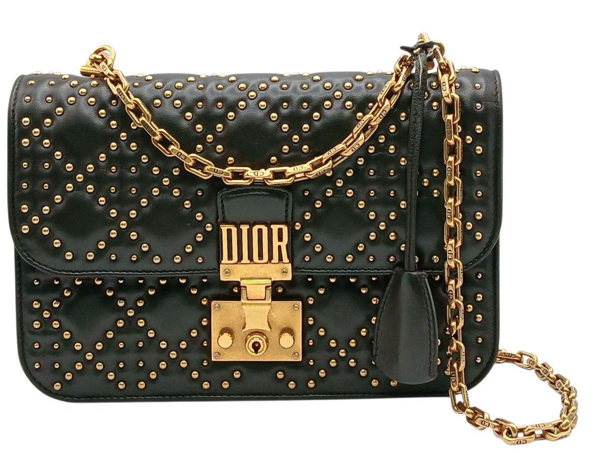 pre-loved Dior bag UK, Dior Dioraddict, Dior studded bag, second hand Dior bag UK, pre-owned Dior flap bag, Dior cannage bag
