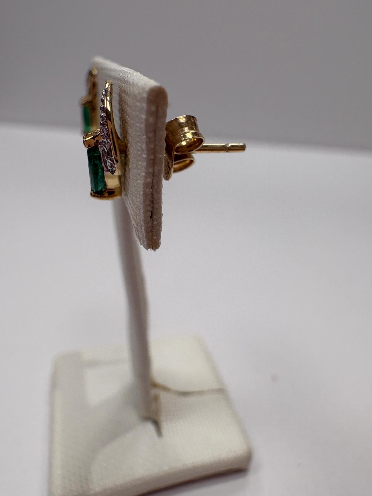 pre-loved emerald earrings, second hand 9ct gold earrings UK, emerald diamond stud earrings, marquise emerald earrings, pre-owned gemstone earrings, second hand fine jewellery UK, green emerald earrings for sale UK