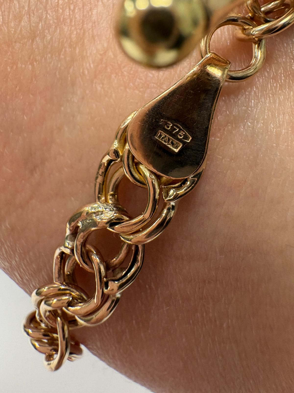 pre-loved gold bracelet, vintage T-bar bracelet, second hand 9ct gold bracelet UK, double curb link bracelet, pre-owned gold jewellery, Italian gold bracelet, vintage bracelet for sale UK, second hand fine jewellery UK, statement chain bracelet