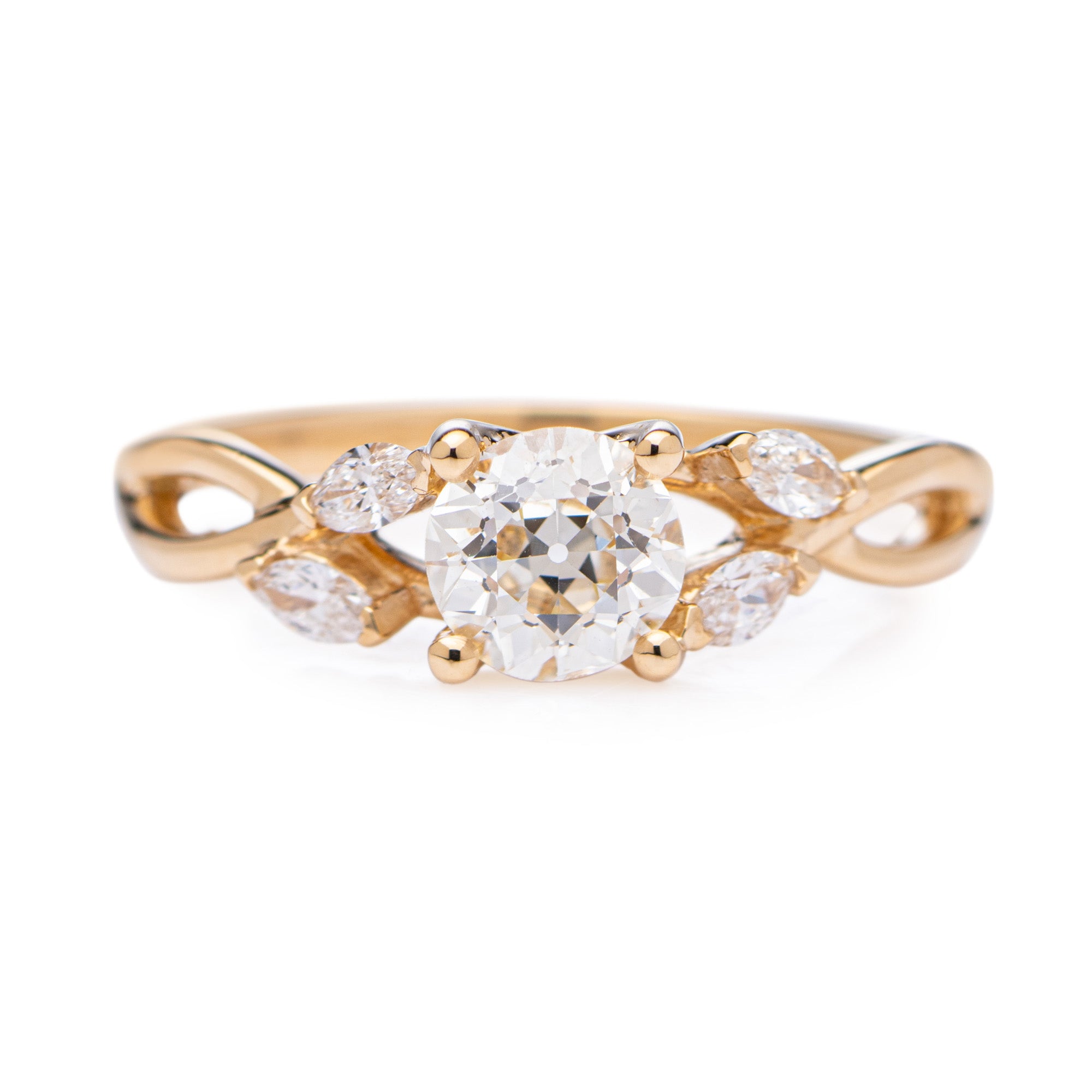 Round Brilliant 0.72ct Diamond Solitaire Flower Vine Mount Engagement Ring Harrogate Fogal and Barnes Yellow Gold