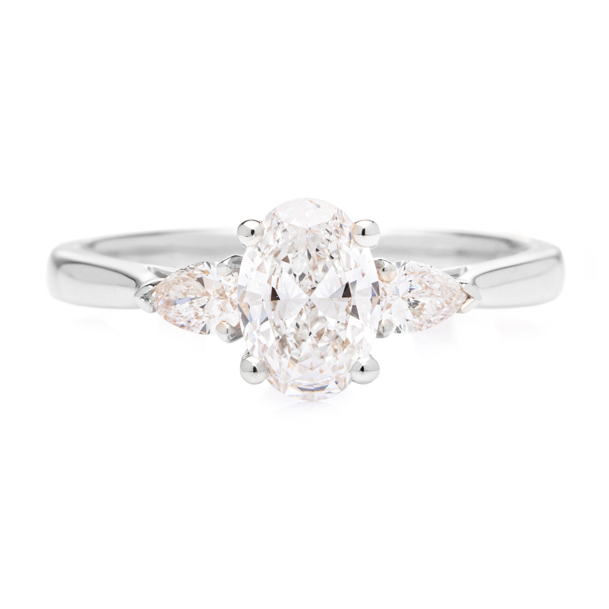 0.70CT OVAL CUT AND PEAR DIAMOND THREE STONE ENGAGEMENT RING- HARROGATE