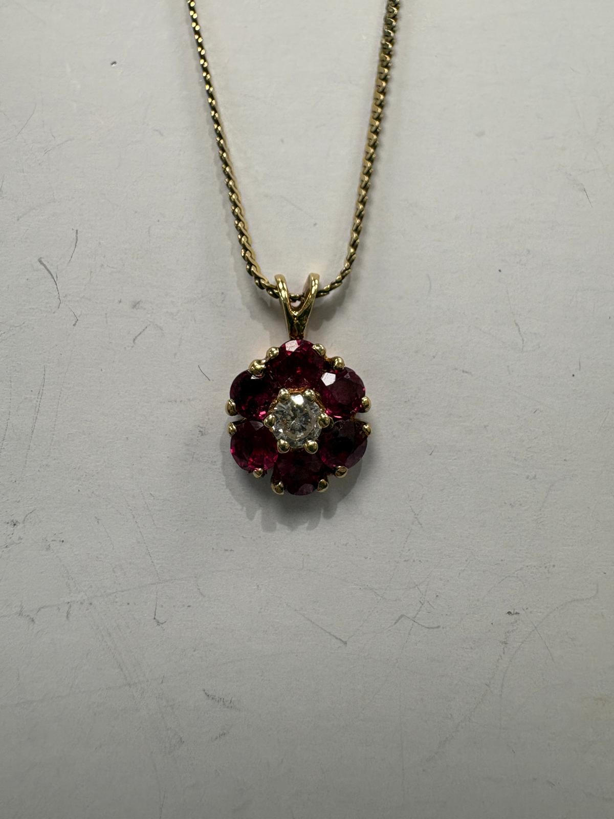14ct yellowgold ruby and diamond pendant vintage jewellery harrogate jewellers