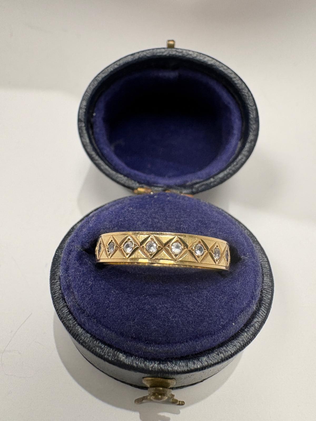 9k yellow gold full eternity ring CZ vintage style harrogate jewellers