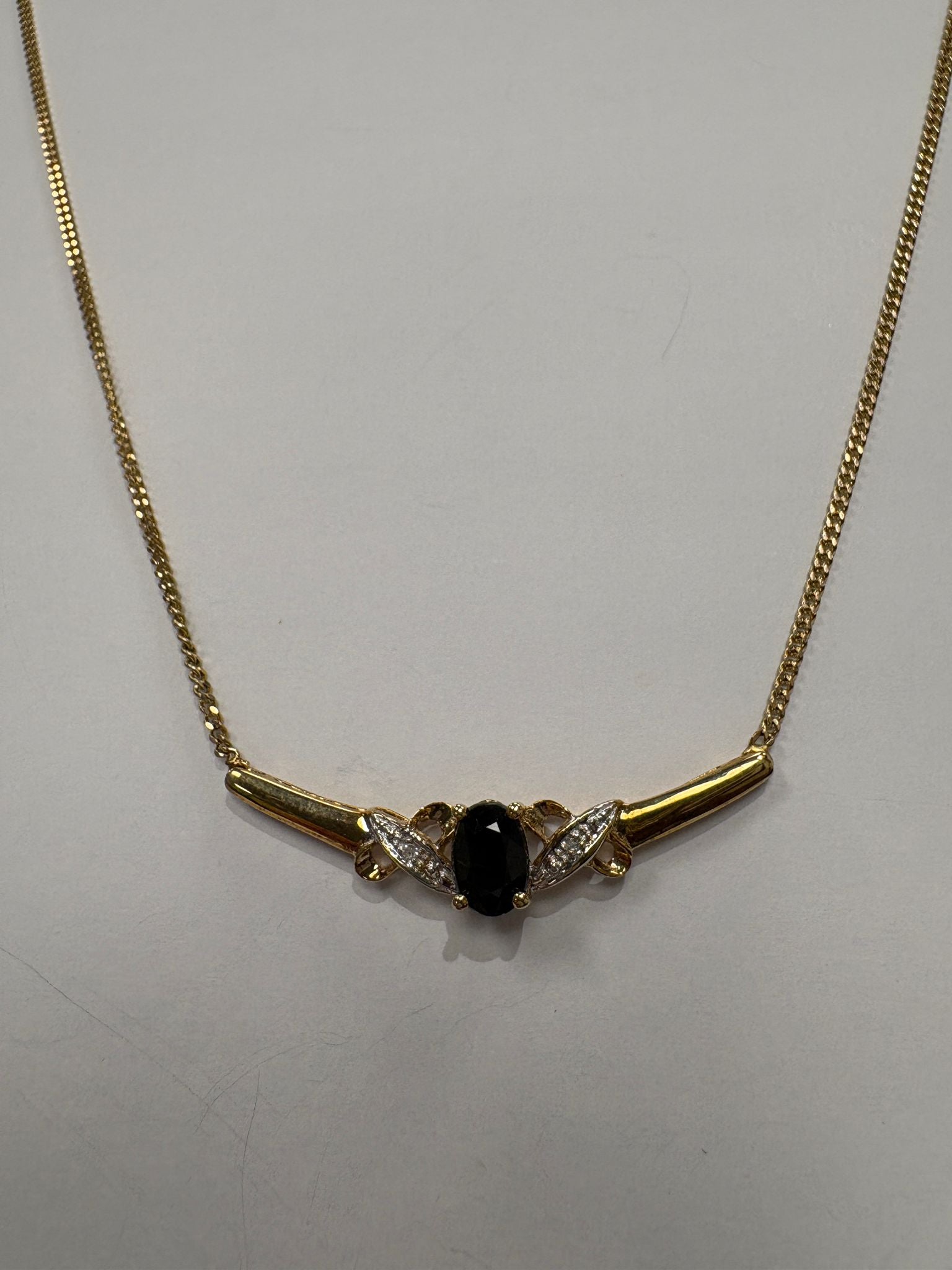 9k yellow gold sapphire and diamond necklace harrogate jewellers