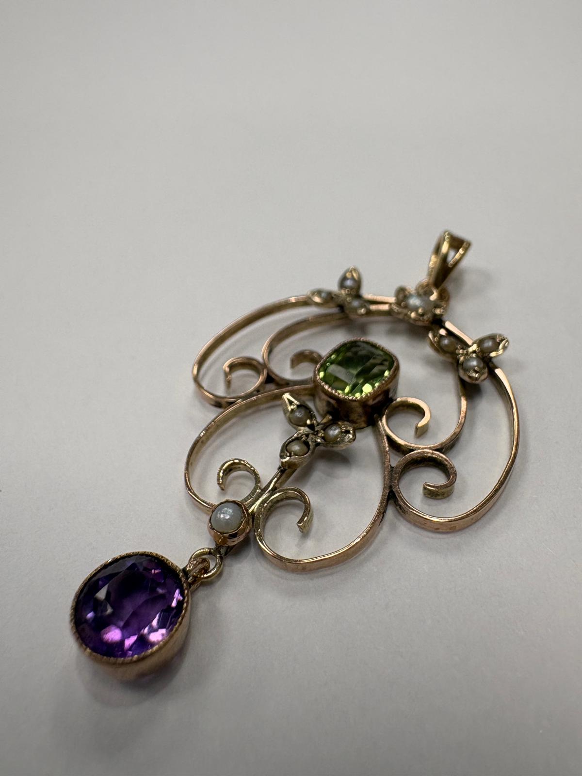 Antique suffragette colour pendant in 9ct gold, Fogal & Barnes Harrogate