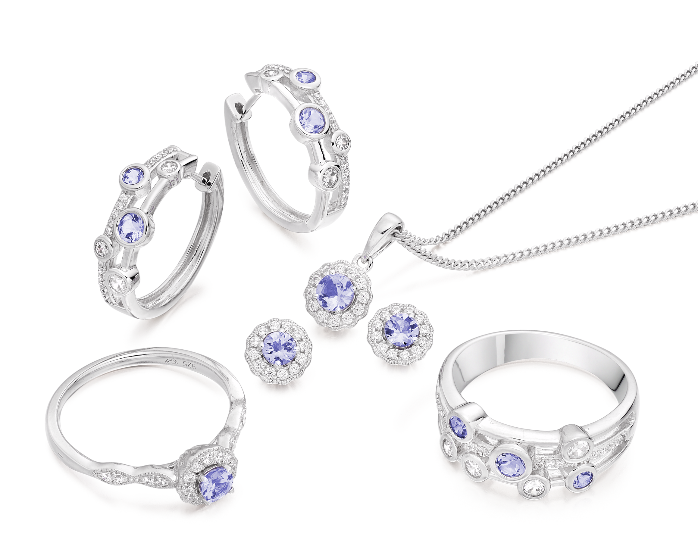 TANZANITE SILVER RAINDANCE  NECKLACE