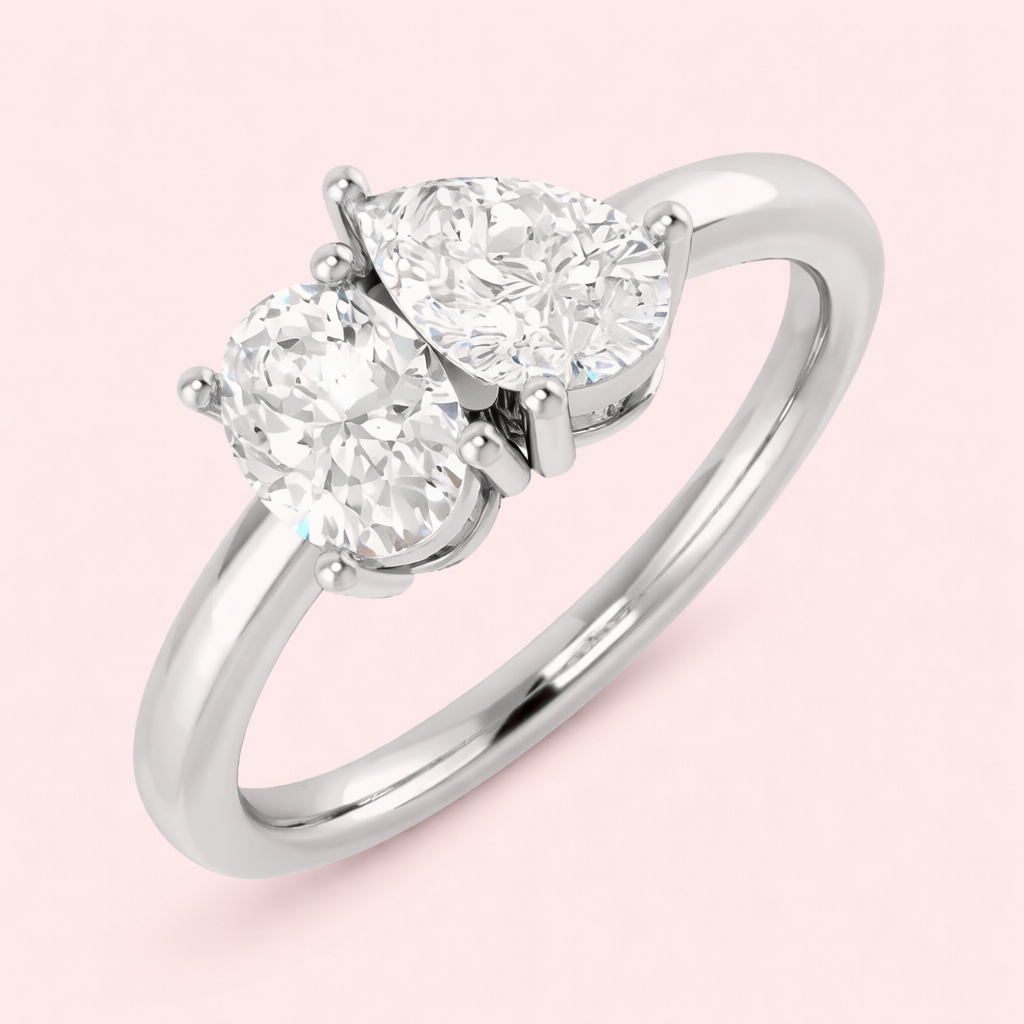 Oval and pear cut lab grown diamond ring bespoke