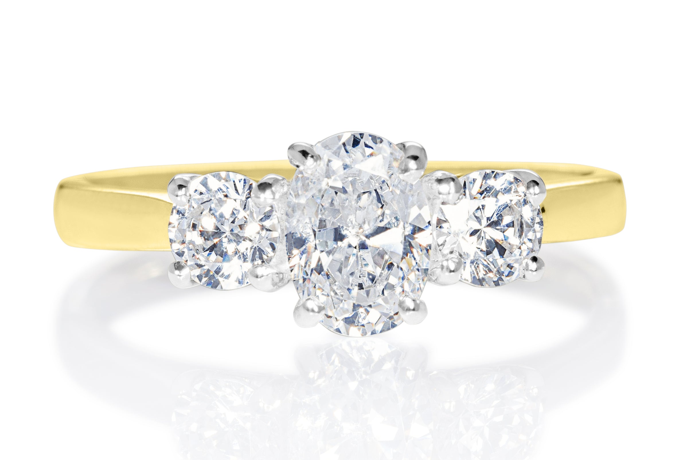 OVAL CUT DIAMOND TRILOGY ENGAGEMENT RING