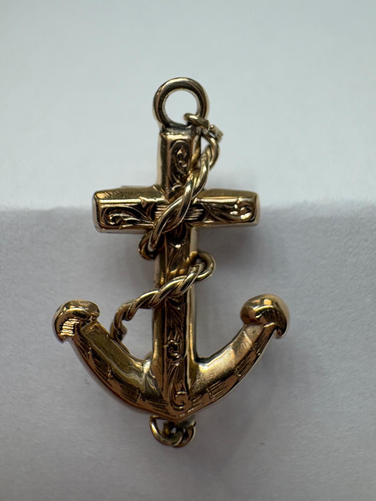 vintage anchor pin, anchor and cross brooch, nautical vintage jewellery, pre-loved sentimental pin, vintage novelty pin UK