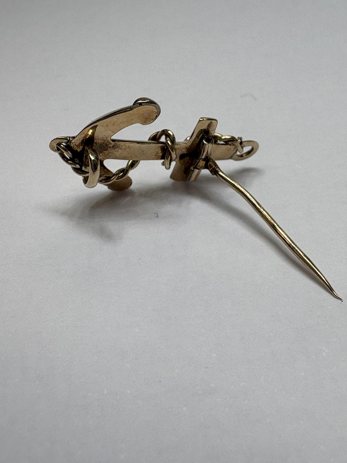 vintage anchor pin, anchor and cross brooch, nautical vintage jewellery, pre-loved sentimental pin, vintage novelty pin UK