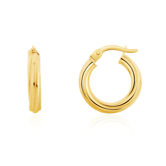 YELLOW GOLD TWIST SMALL HOOP EARRINGS