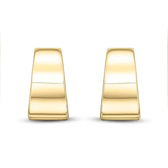 YELLOW GOLD FLAT TAPERED HALF HOOP EARRINGS - Fogal & Barnes