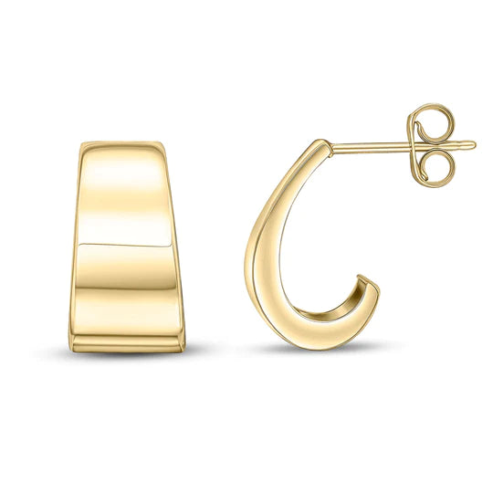 YELLOW GOLD FLAT TAPERED HALF HOOP EARRINGS - Fogal & Barnes