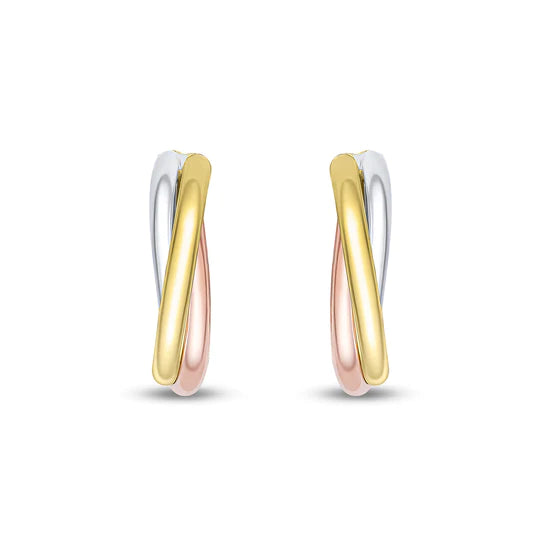 THREE TONE GOLD RUSSIAN STYLE HOOP EARRINGS - Fogal & Barnes