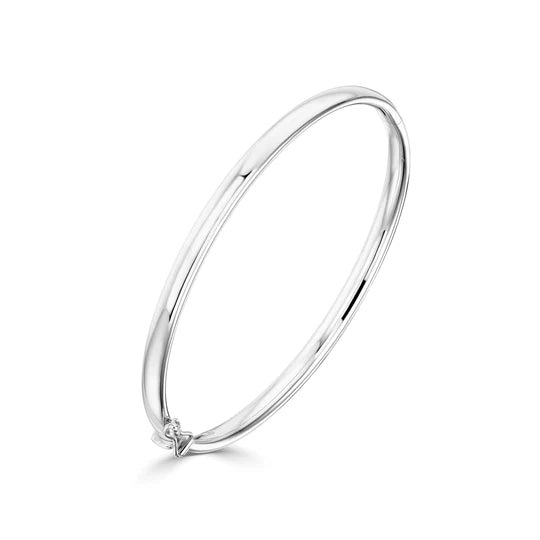 9K WHITE GOLD OVAL SOLID BANGLE