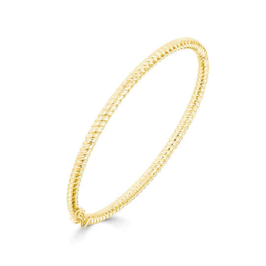 9K YELLOW GOLD ROUND TWIST ROPE SOLID BANGLE - Fogal & Barnes