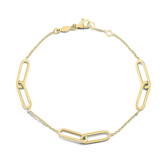 9K YELLOW GOLD DOUBLE OVAL AND CHAIN BRACELET- HARROGATE