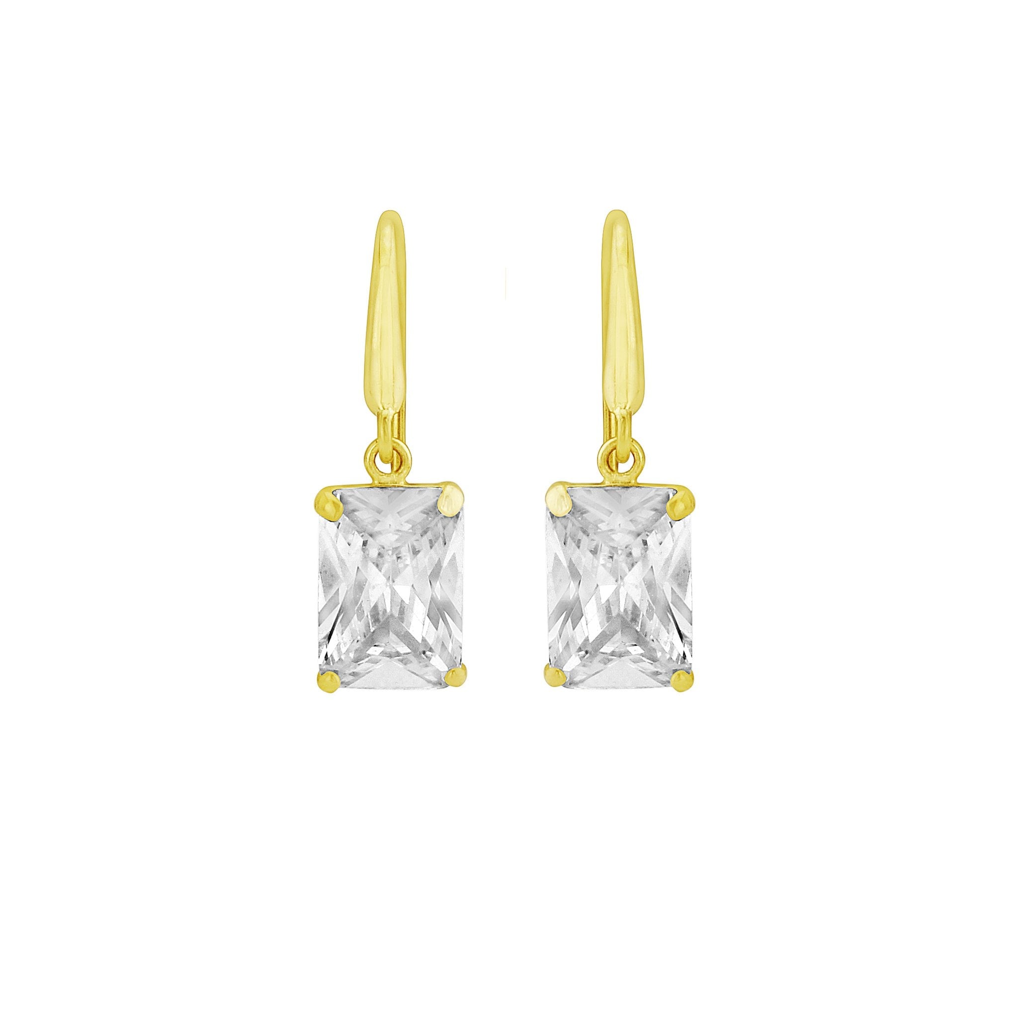 EMERALD SHAPE CUBIC ZIRCONIA  DROP EARRINGS - Fogal & Barnes