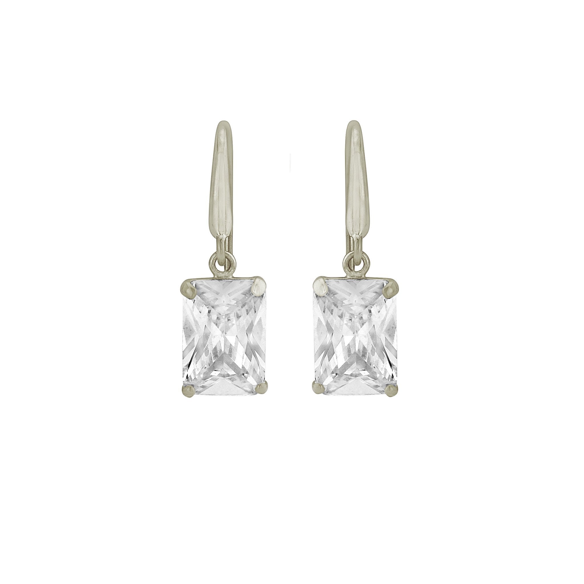 EMERALD CUBIC ZERCONIA WHITE GOLD EARRINGS - Fogal & Barnes