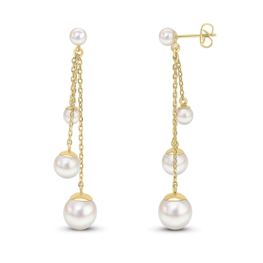 TRIO PEARL DROP YELLOW GOLD EARRINGS - Fogal & Barnes