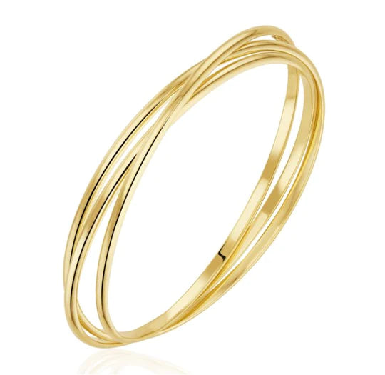 9K YELLOW GOLD SOLID RUSSIAN BANGLE - Fogal & Barnes