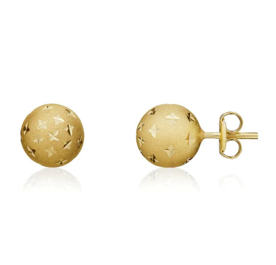 YELLOW GOLD STAR BALL STUD EARRINGS