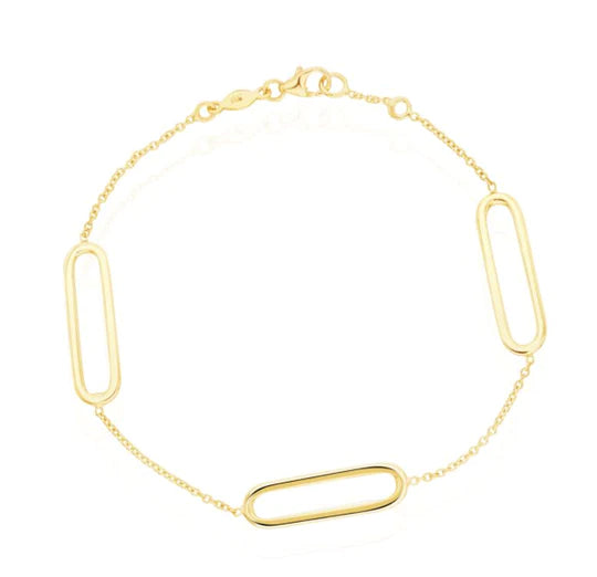 9K YELLOW GOLD OPEN OVAL AND CHAIN BRACELET- HARROGATE