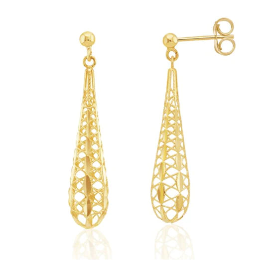 YELLOW GOLD OPENWORK TORPEDO DROP EARRINGS - Fogal & Barnes