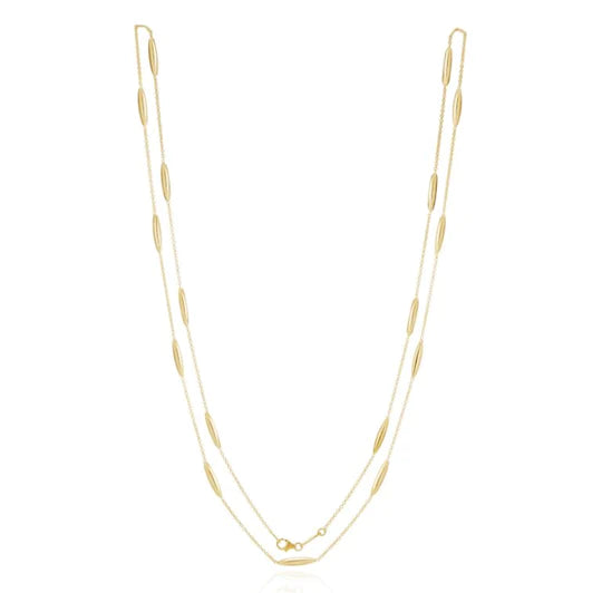 9K YELLOW GOLD MARQUISE AND CHAIN NECKLACE 32 INCH- HARROGATE