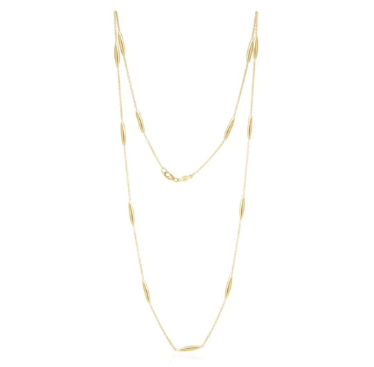 9K YELLOW GOLD MARQUISE AND CHAIN NECKLACE 24 INCH- HARROGATE