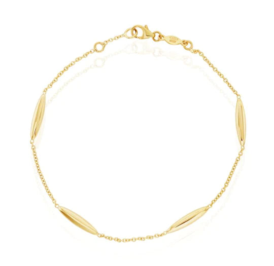 9K YELLOW GOLD MARQUISE AND CHAIN BRACELET- HARROGATE