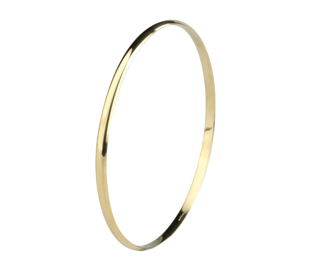 9K YELLOW SOLID GOLD "D" SHAPED BANGLE