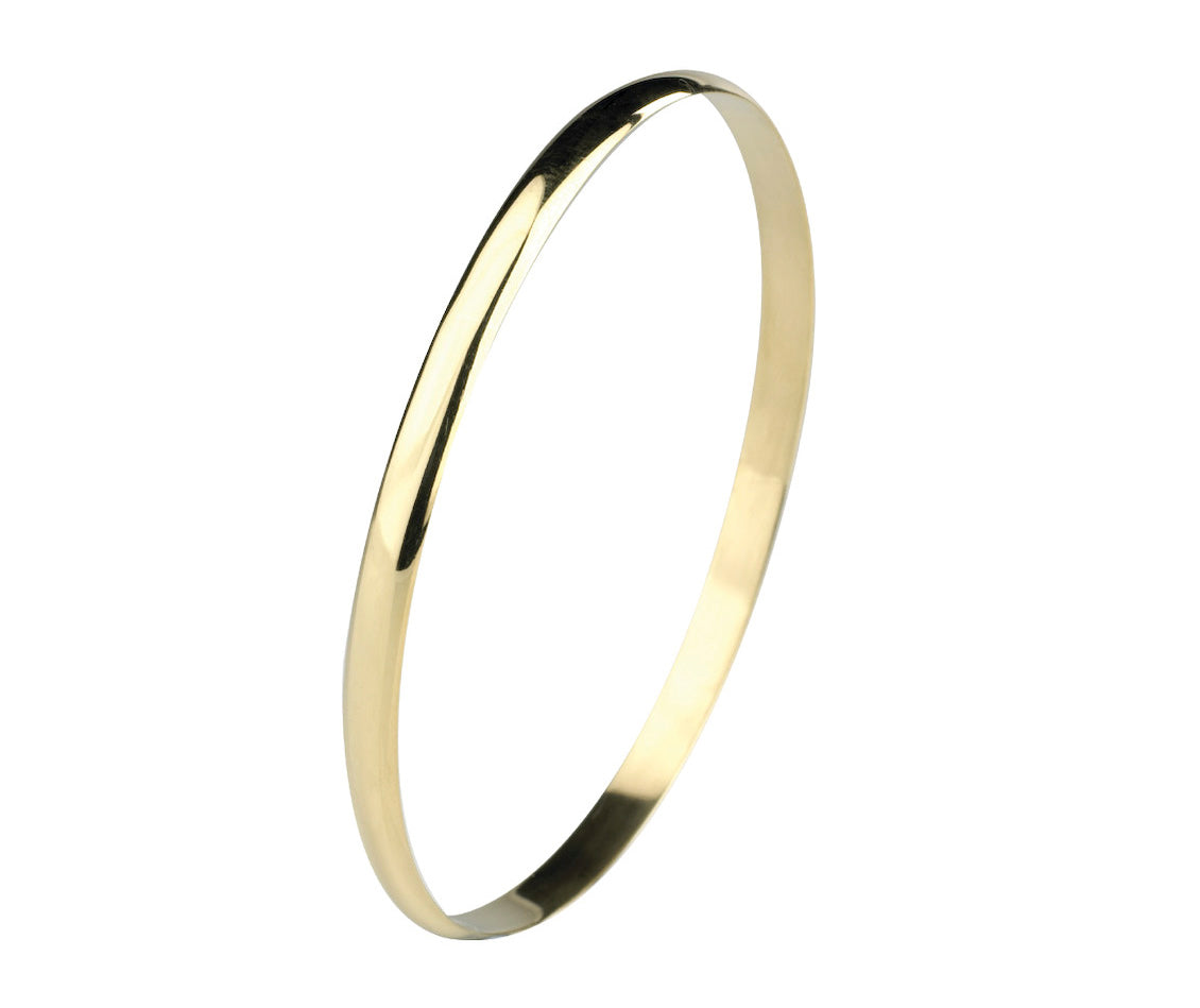 9K YELLOW GOLD "D" SHAPED BANGLE