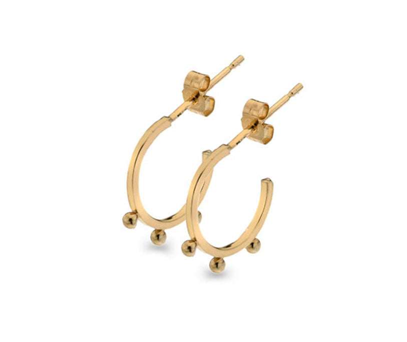 9K YELLOW GOLD BEAD HOOP EARRINGS- HARROGATE - Fogal & Barnes