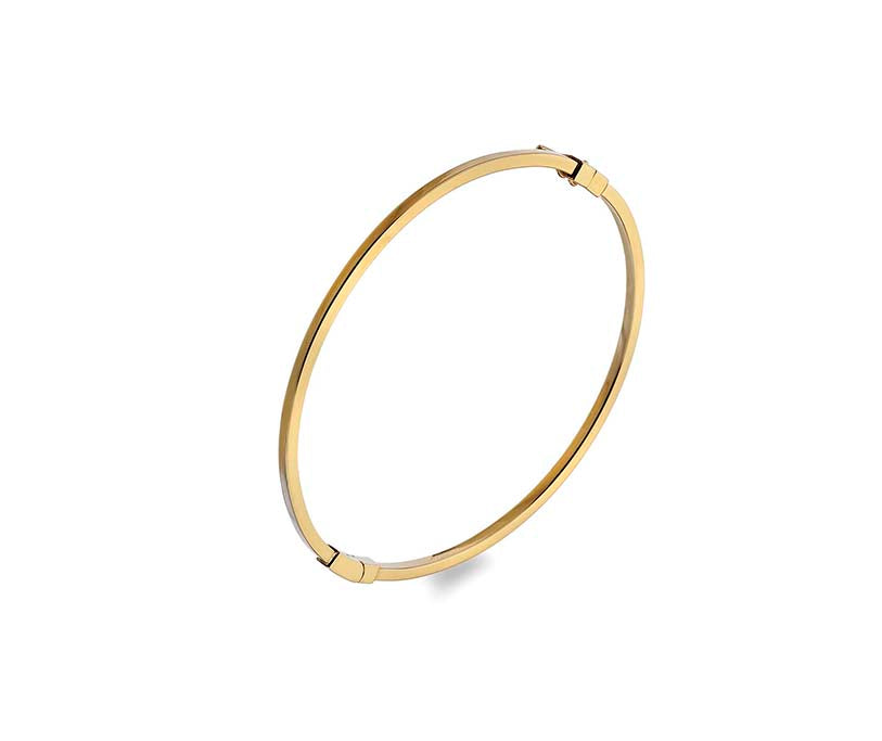 9K YELLOW GOLD SOLID SQUARE HINGED BANGLE- HARROGATE